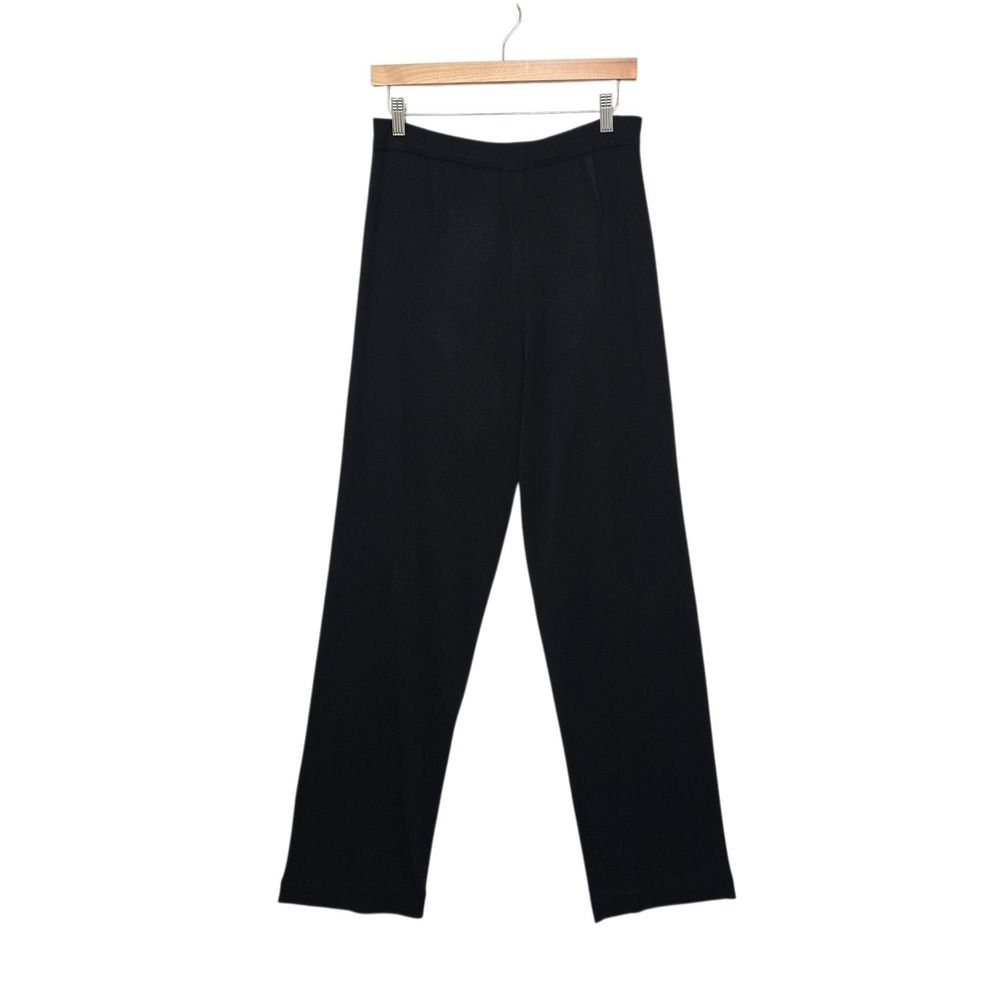 Misook Black Knit Straight Leg High Rise Pull On Pants Womens Size Small Office